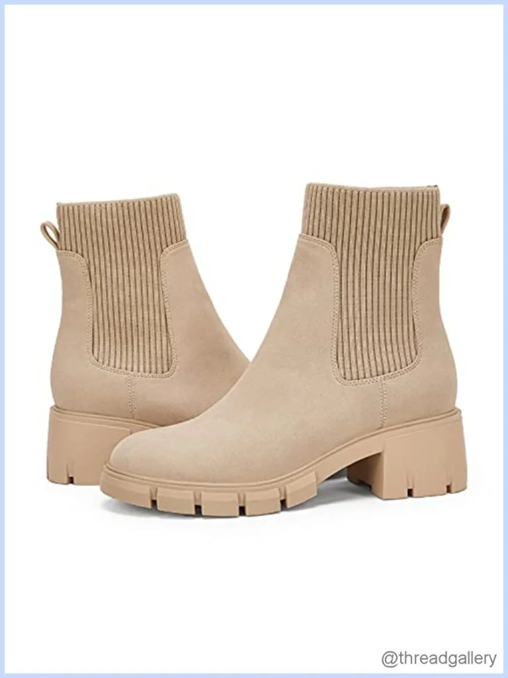 Womens Platform Ankle Boots Chunky Block Heel Chelsea Booties Lug Sole Non-Slip